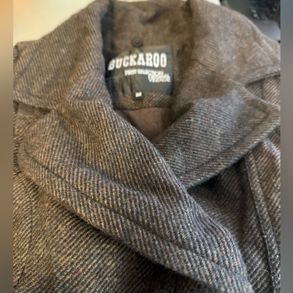 Buckaroo Jeans Vintage Wool Vest Brown Medium Collared Zip Metal Logo Western - Picture 9 of 10